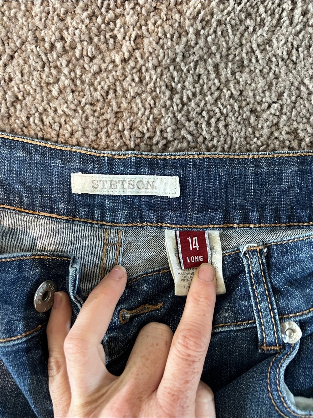 Stetson Women's Flared Jeans in Distressed Blue Wash - Picture 2 of 7